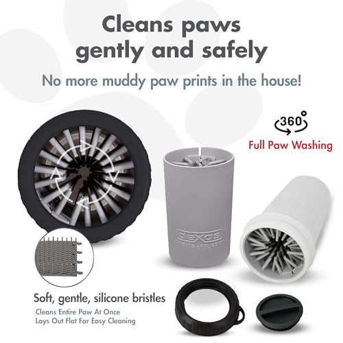Dexas Lidded MudBuster Limpiador portátil para patas de perro, gris claro, mediano con tapa