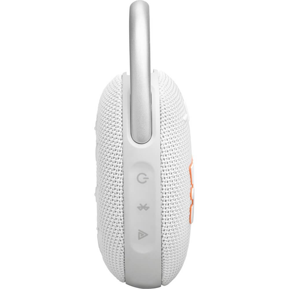 JBL Clip 5 - UltraJBL Clip 5 - Bocina Bluetooth ultra portátil, impermeable y a prueba de polvo, sonido profesional con graves potentes, mosquetón integrado, hasta 12 horas de reproducción (blanco