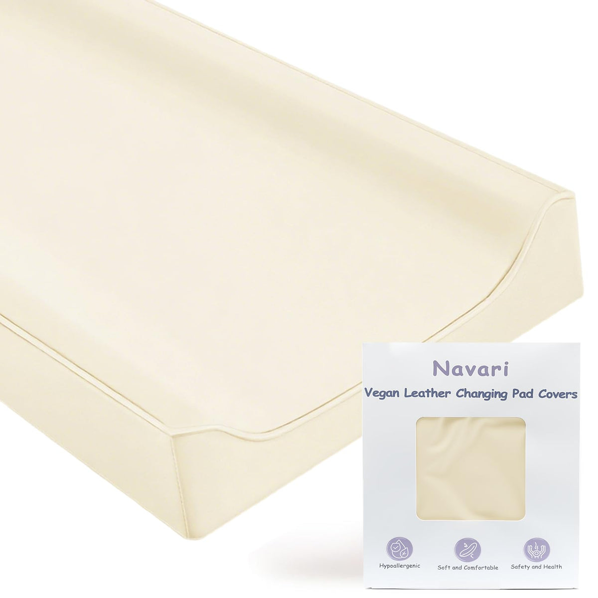 Funda para cambiador de piel vegana, 31 x 16 pulgadas, impermeable, lavable, extra gruesa, portátil y antideslizante, se adapta a cambiadores estándar (blanco)