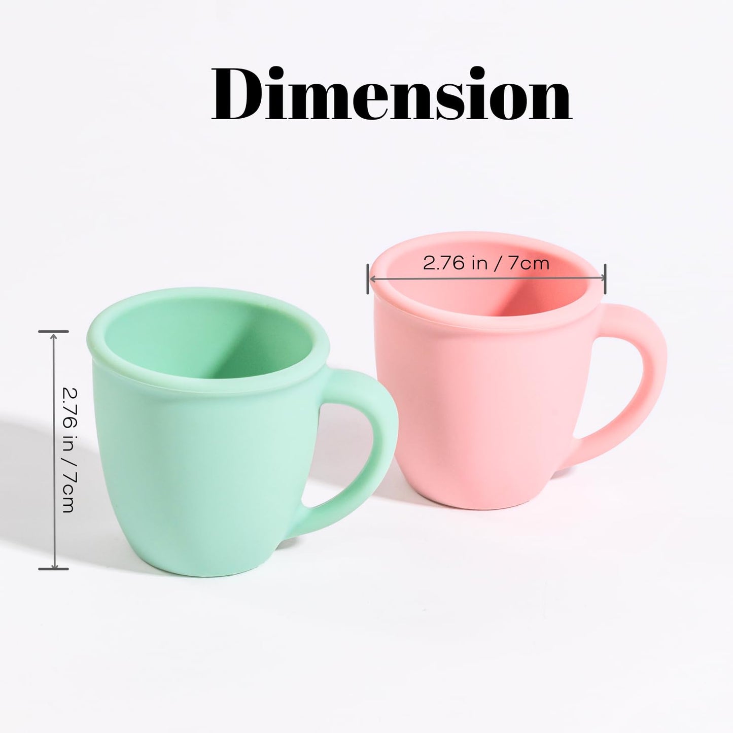 Vemolea Vaso de Silicona con Asas para bebés, para niños pequeños y niños pequeños, Vaso de Aprendizaje Abierto para Mayores de 6 Meses, 113 g (Juego de 2) (Rosa y Verde)