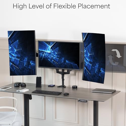 Soporte de Monitor Triple Vivo Negro ajustable para 3 Pantallas de hasta 32 Pulgadas