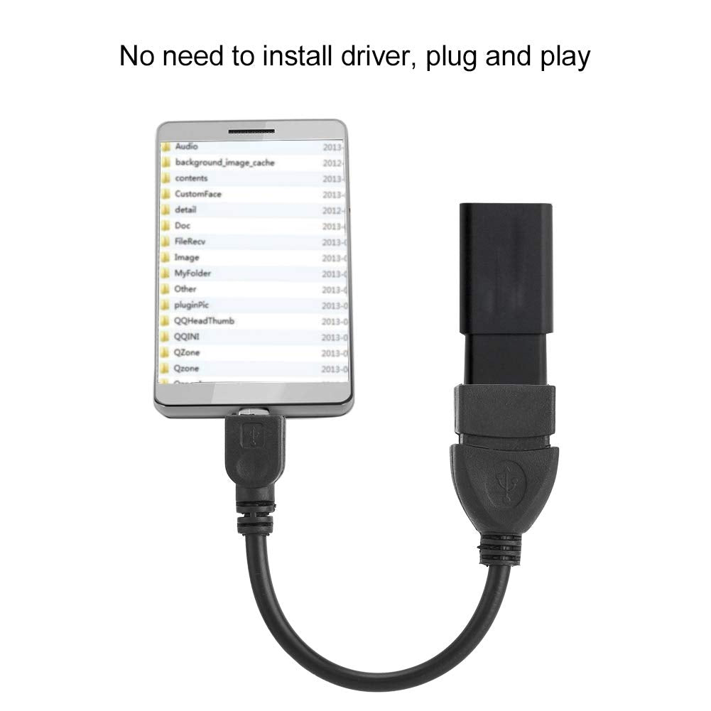 Cable Adaptador OTG Android ASHATA Negro Interfaz Micro USB a USB Hembra