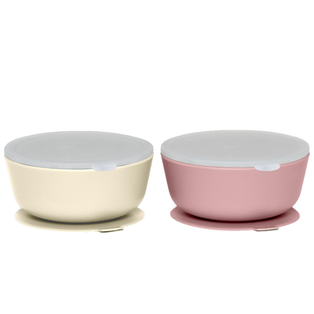 WeeSprout Suction Bowls for Baby (Set of 2) - 100% Silicone Toddler Bowl w/Plastic Lid - Leak Proof Feeding Supplies - Dishwasher & Microwave Safe Infant Bowls w/Extra Strong Suction Base
