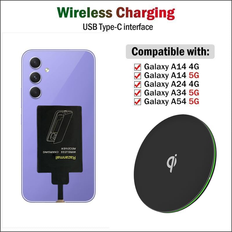 Receptor de Carga Inalámbrico Externo Samsung Galaxy A54 A34 A24 A14 5G tipo C de 8W