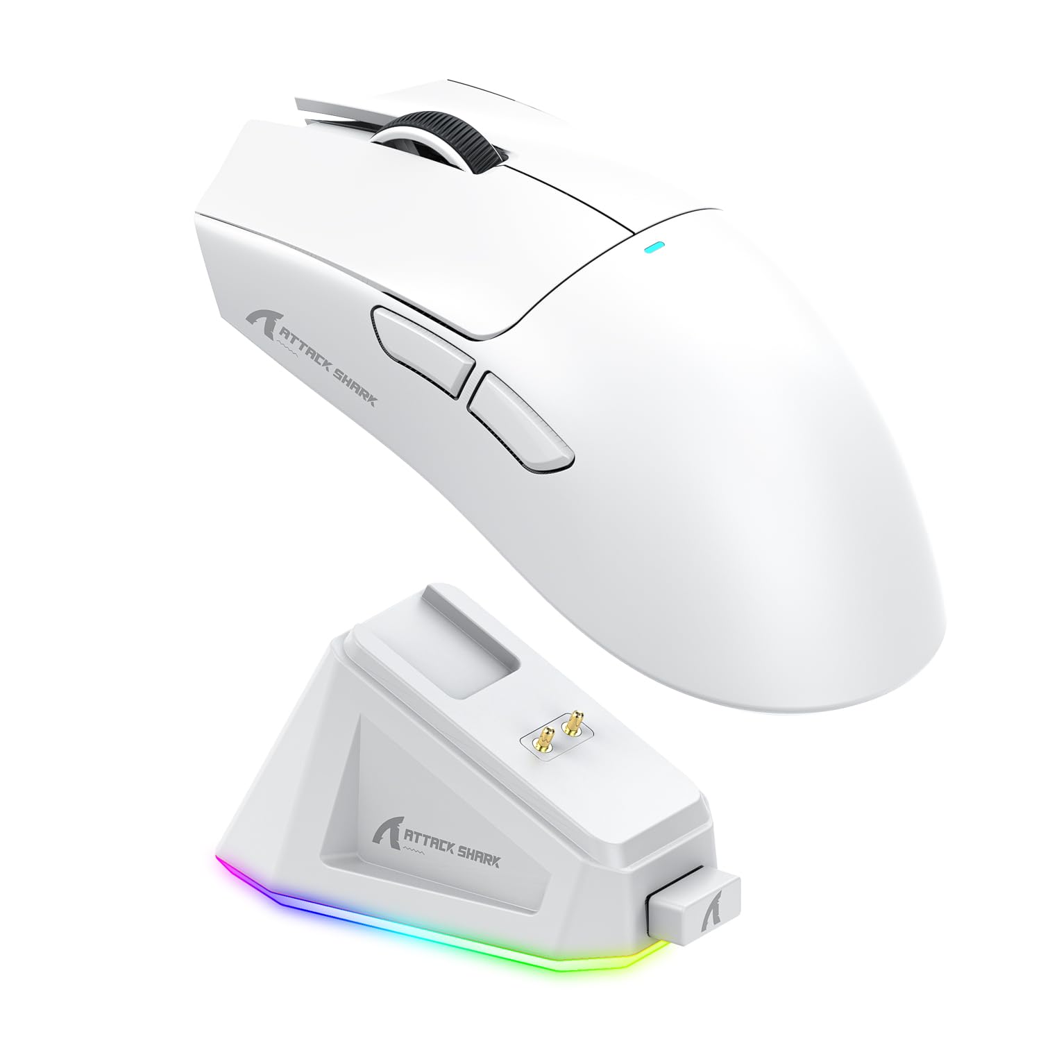 ATTACK SHARK X11 Mouse Inalámbrico con Base de Carga RGB, Mouse Gamer Ultraligero para Juegos, 2.4 GHz/Bluetooth/USB-C de 3 Modos, 24000DPI, 5 Botones programables para PC/Mac