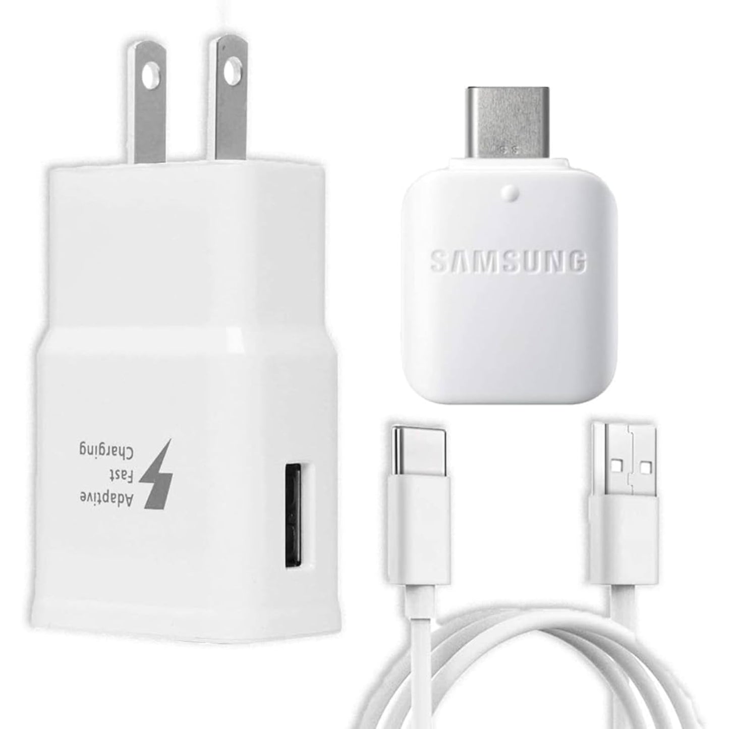 Cargador rápido con cable USB tipo C de 2 m y adaptador OTG para Samsung Galaxy S9/S9 Plus/S8/S8 Plus/S10/S10e/S10 Plus/Note 8/Note 9/Note 10/A02s/A13/A03s/A21/A30/A32/A33/A51/A52/A53/A53/A7/S2/S20/21