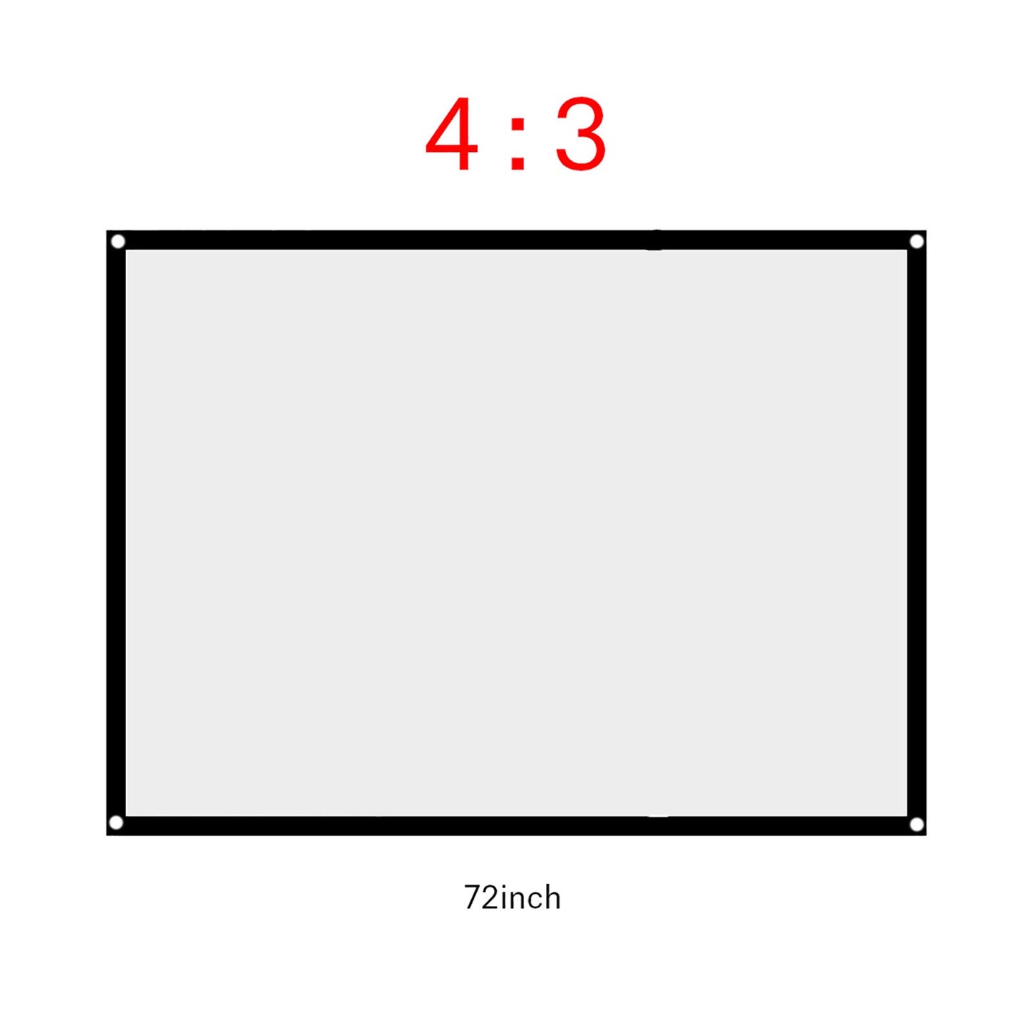 Yosoo- Pantalla de proyección de Cortina del Blanca no Plegable portátil de 60-100 Pulgadas, 4: 3(72 Pulgadas)