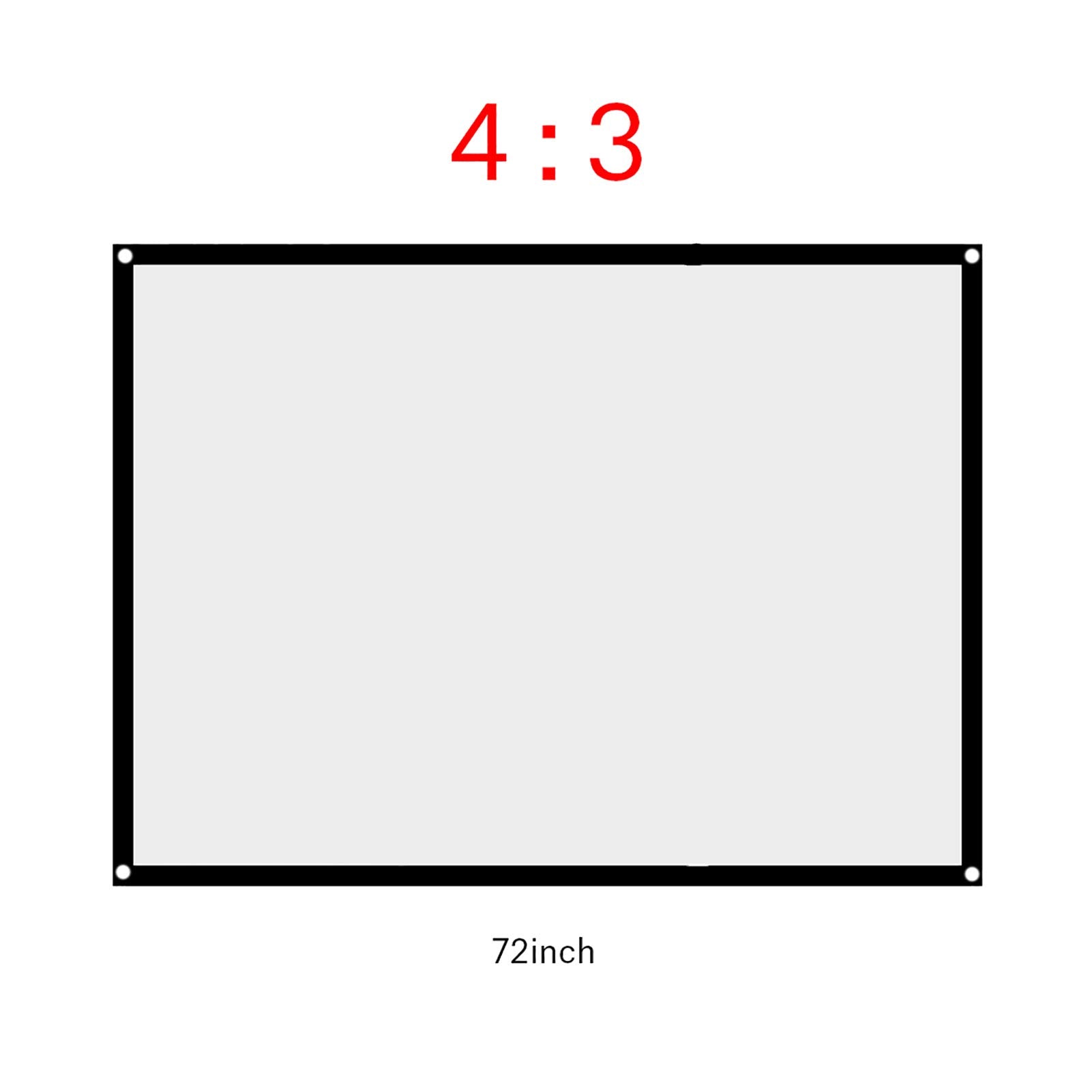 Yosoo- Pantalla de proyección de Cortina del Blanca no Plegable portátil de 60-100 Pulgadas, 4: 3(72 Pulgadas)