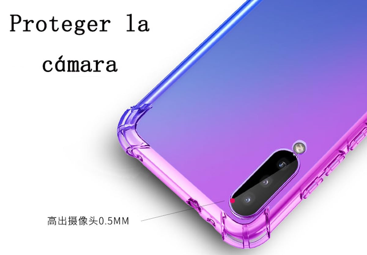 DABUNA Funda para Xiaomi Mi A3 y CC9E Case Uso Rudo,Transparente Colores Degradados Protectora de Cámara Anticaída Carcasa Bumper(Púrpura Azul)