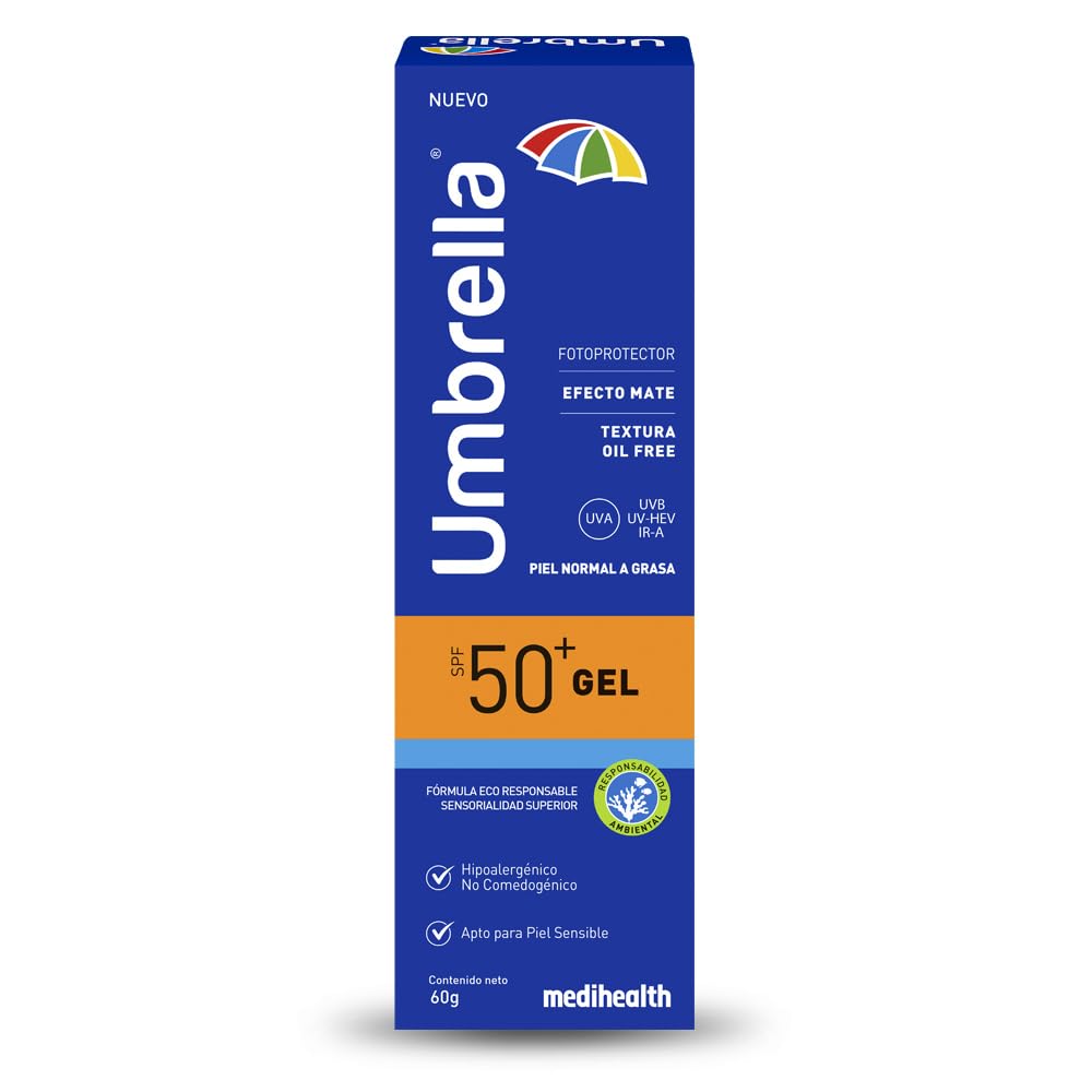 Umbrella Gel SPF 50+ | Protector solar | Para Piel Normal y Grasa | Filtros UVA/UVB de Amplio Espectro | Tubo con 60