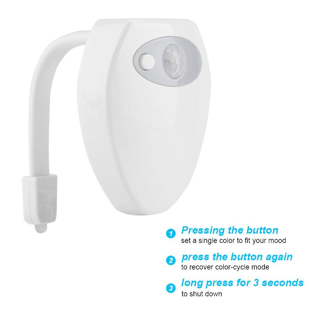 Luz nocturna de inodoro, recargable LED de inducción de movimiento para baño, sensor de luz nocturna de 8 colores con cable USB, ideal para entrenamiento de orinal