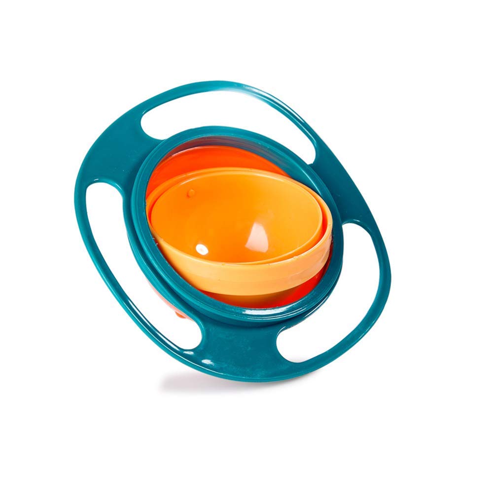 ESH7 Gyro Bowl - Divertido Tazón Giratorio De 360 Grados A Prueba De Derrames con Tapa, Juguete para Alimentar Sin Ensuciar para Bebés Y Niños Pequeños.