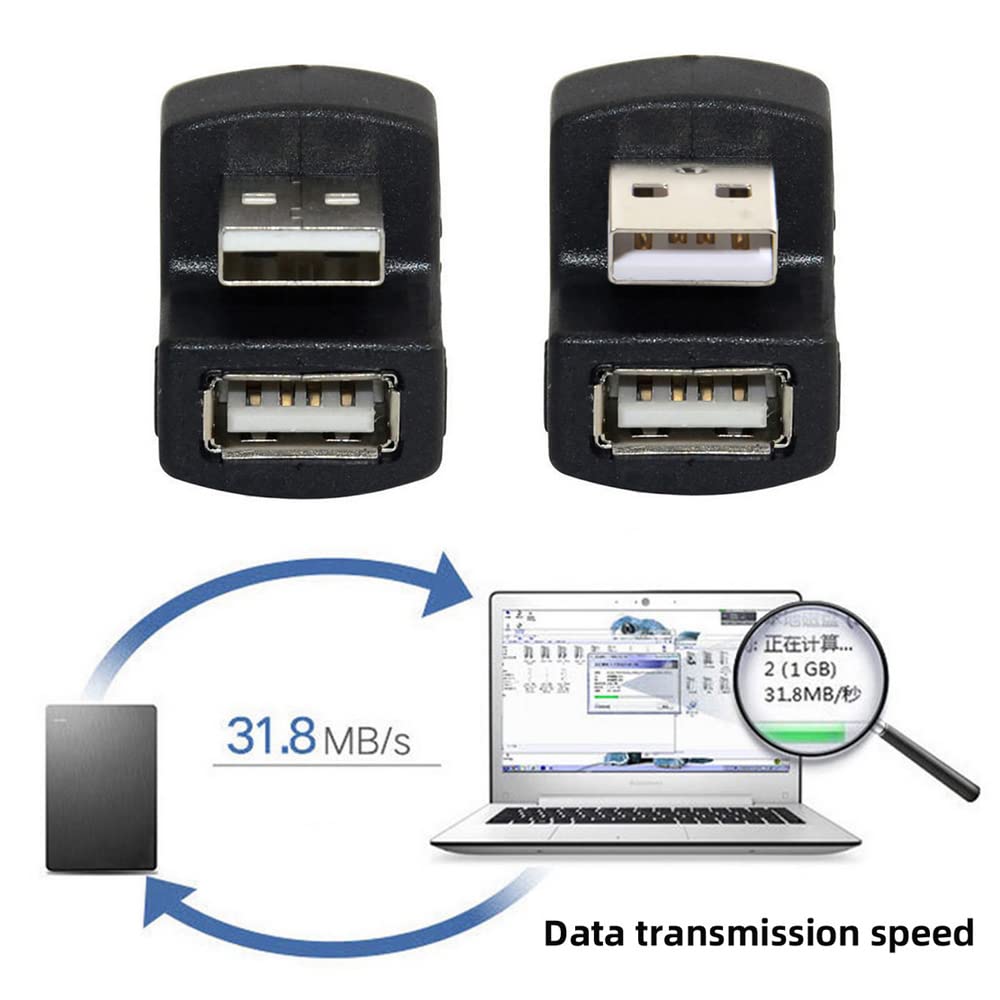 Adaptadores de Extensión USB 2.0 de CY Blanco en Ángulo de 90 Grados de Perfil Bajo
