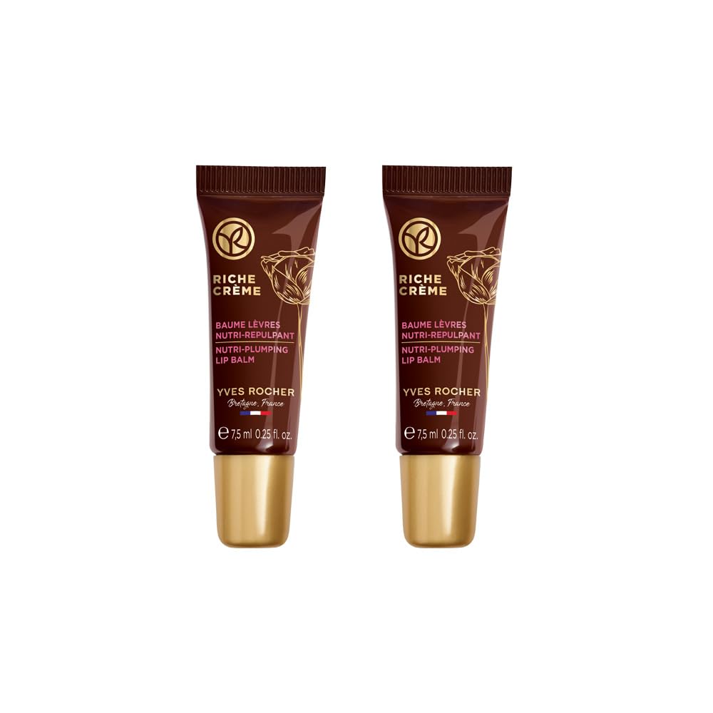 YVES ROCHER - Kit de Bálsamos Labiales Riche Creme, Nutre, hidrata y alisa el contorno de los labios, Fórmula Vegana, Incluye 2 piezas, 7.5 ml c/u