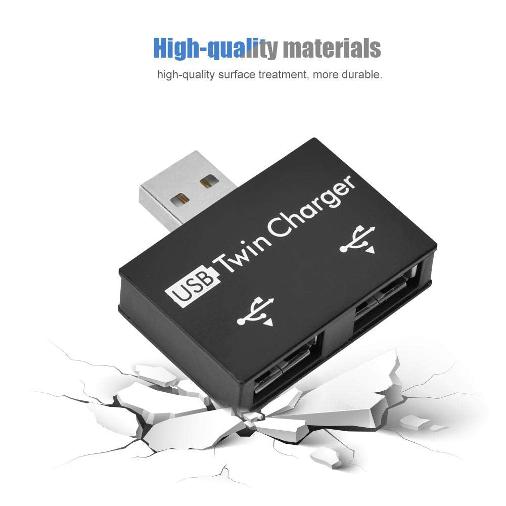 Bewinner Mini USB Hub Kit de Conversión de Adaptador de Divisor de Cargador Doble USB de 2 Puertos Aleación de Aluminio + PC Mini hub Pequeño/Portátil/Resistente/Duradero para
