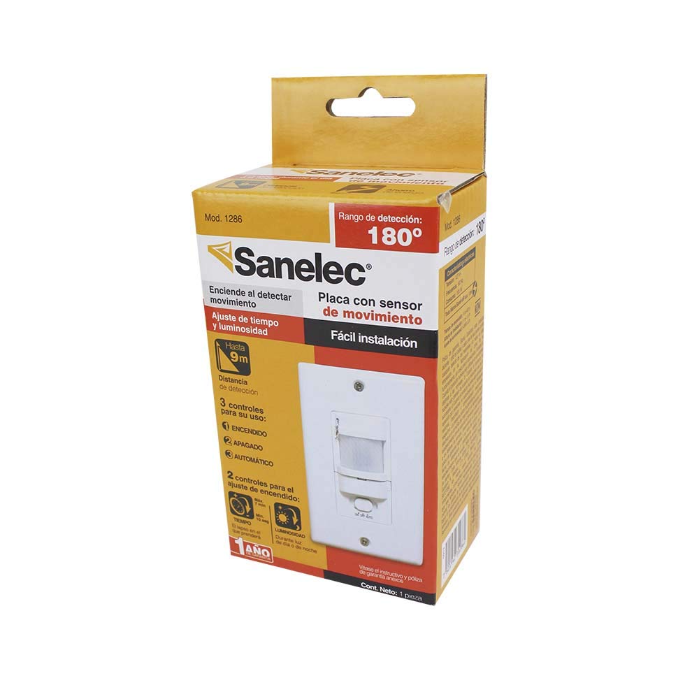 Placa de Pared Sanelec Blanco con Sensor de Movimiento