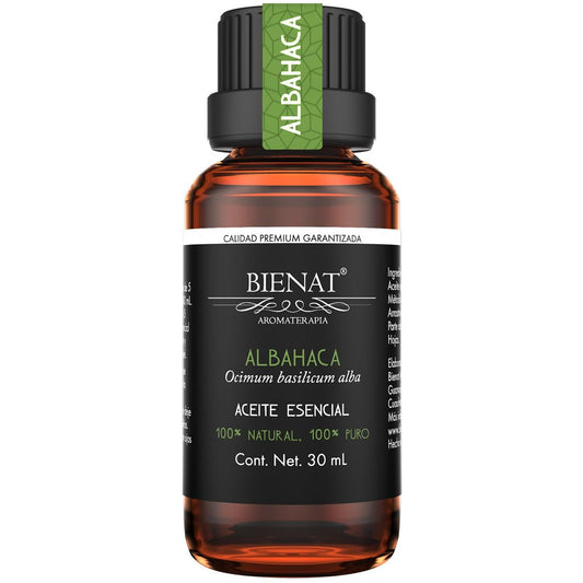BIENAT AROMATERAPIA Aceite Esencial de Albahaca 30mL | 100% Puro y Concentrado | Ideal para Difusor de Aromas, Humidificador, Aromaterapia, Masajes, Meditación, Jabones y Velas | Esencia Natural en Gotas
