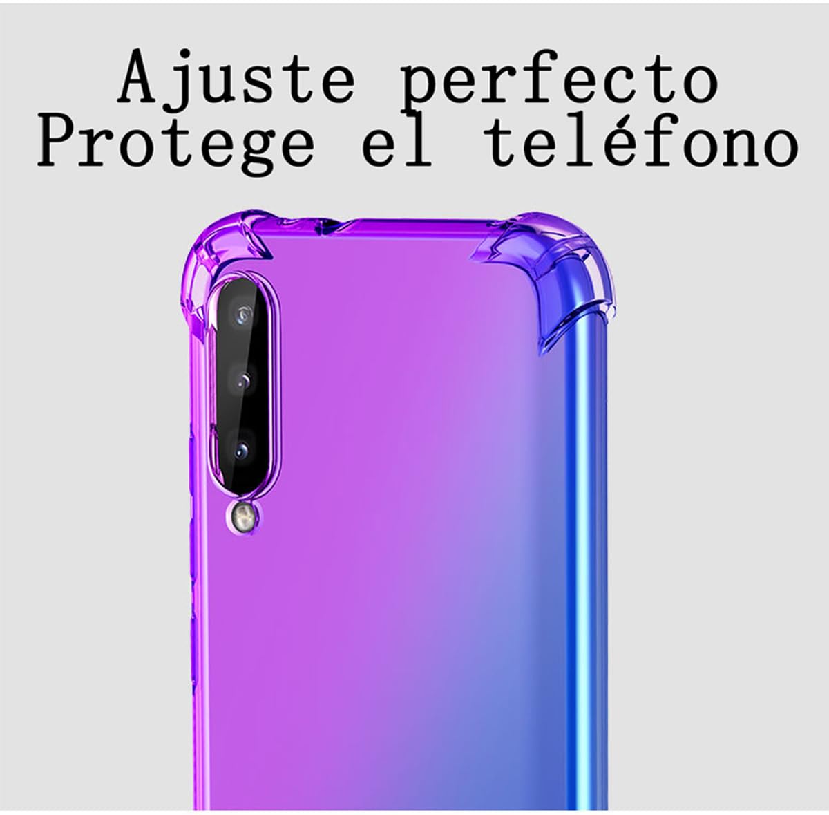 DABUNA Funda para Xiaomi Mi A3 y CC9E Case Uso Rudo,Transparente Colores Degradados Protectora de Cámara Anticaída Carcasa Bumper(Púrpura Azul)