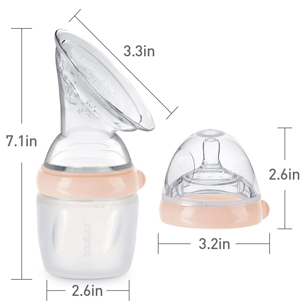 haakaa Gen.3 - Extractor de leche de silicona, 160 ml y juego de botellas, color melocotón
