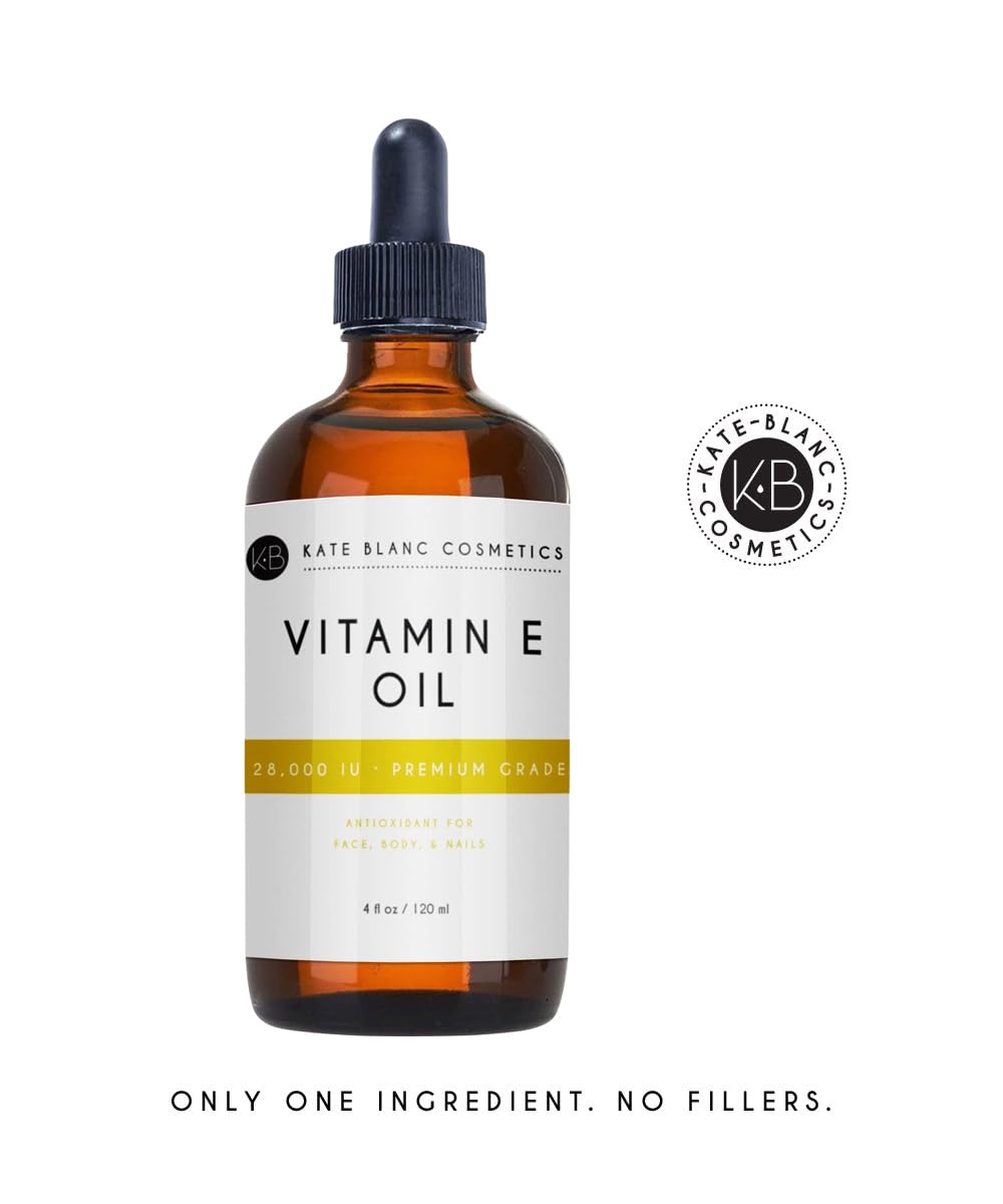 Kate Blanc Cosmetics Aceite de vitamina E, Hidrata la cara y la piel - 4 oz, 120 ml