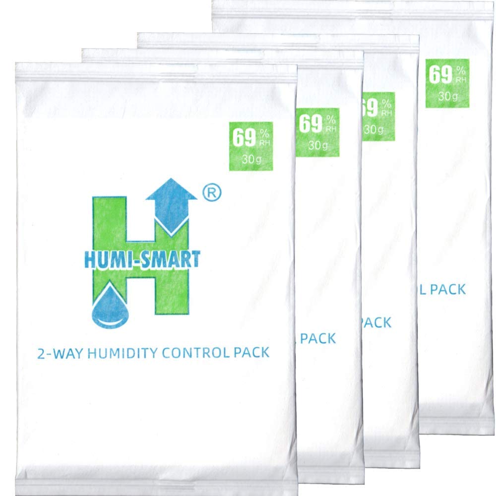 Humi-Smart Control de humedad de 2 vías 69% HR 30 g, paquete de 4 unidades para una humedad ideal
