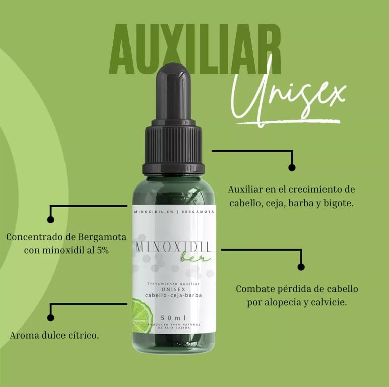 Set de Espuma y Tratamiento Minoxidilber Negro con Minoxidil y Bergamota para Crecimiento de Barba y Cabello para Hombre