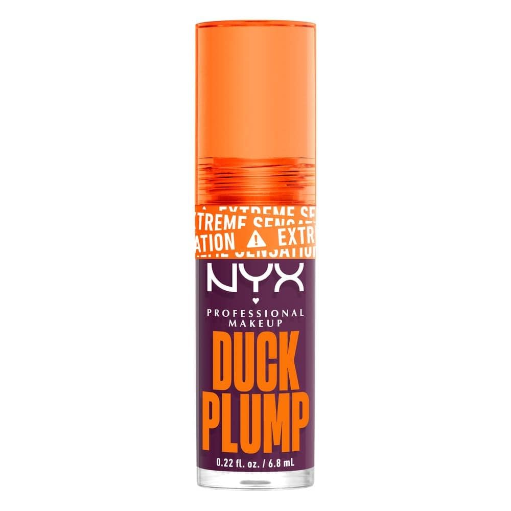 NYX Professional Makeup, Duck Plump, 7ml. Tono: Pure Plum-P (Morado). Brillo labial voluminizador con efecto plumping para un volumen instantáneo. Gloss infusionado con jengibre picante para un volumen visible y de larga duración. Fórmula vegana.