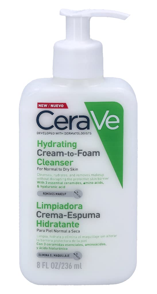 CeraVe Limpiadora Crema-Espuma Hidratante Facial Diaria para Piel Normal a Seca 236ml + Crema Hidratante |170gr| Hidrante diario para rostro y cuerpo para piel seca