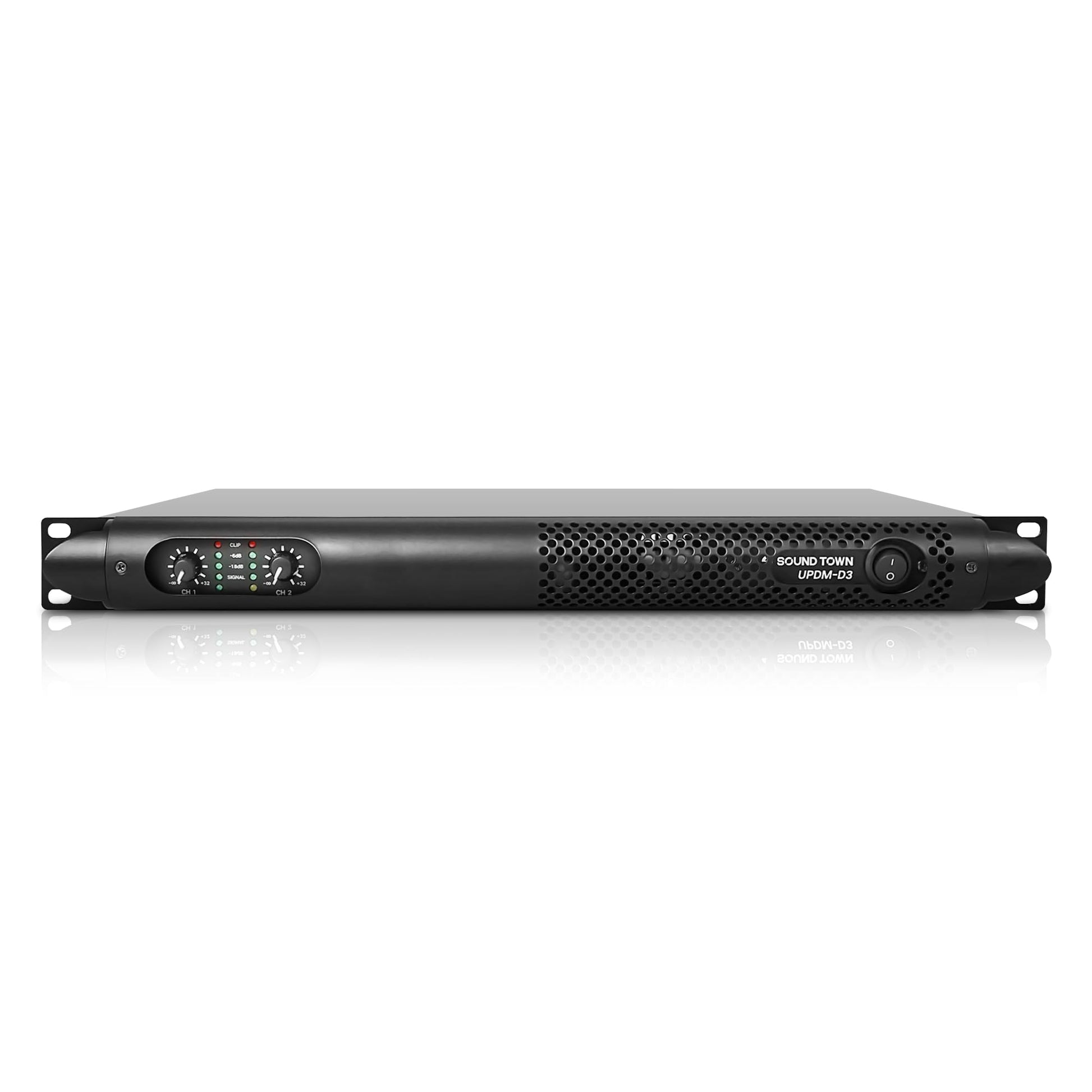 Amplificador de Potencia Sound Town Negro 2 Canales 1150W para Instalación y Conferencia