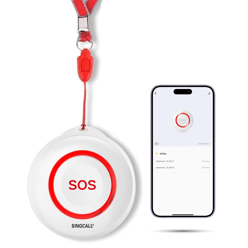 Botón de Emergencia SOS Inteligente WiFi SINGCALL Blanca para Cuidador y Pacientes de Edad Avanzada