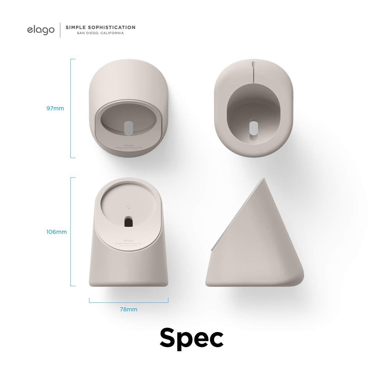 elago MS1 Soporte de Carga Compatible con Magsafe Cargador - Estación de Silicona Premium Compatible con iPhone 15, 14, 13, 12 Serie [Magsafe No Incluidos] (Piedra)