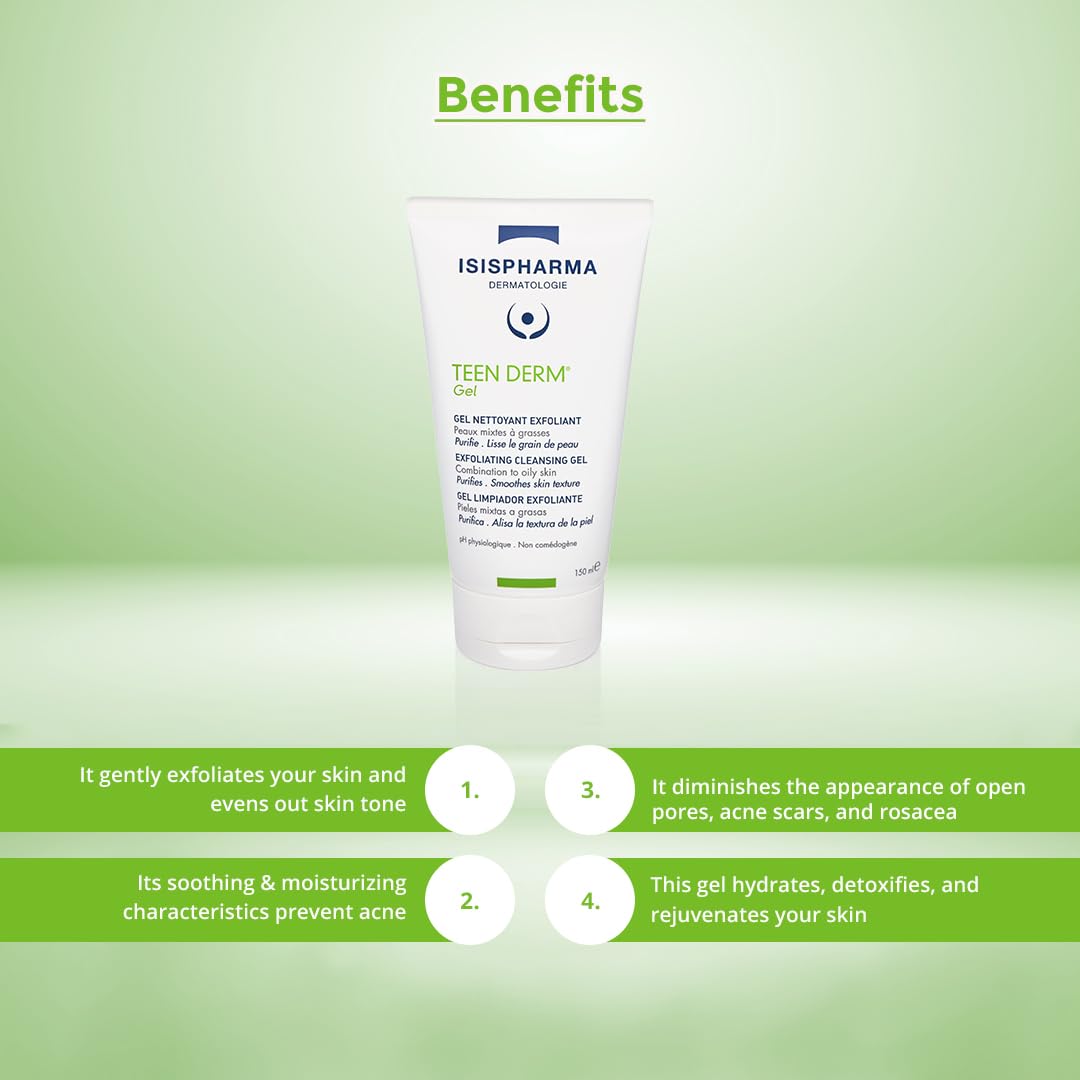 Teen Derm Gel Isispharma de Limpieza con Esferas Exfoliantes.