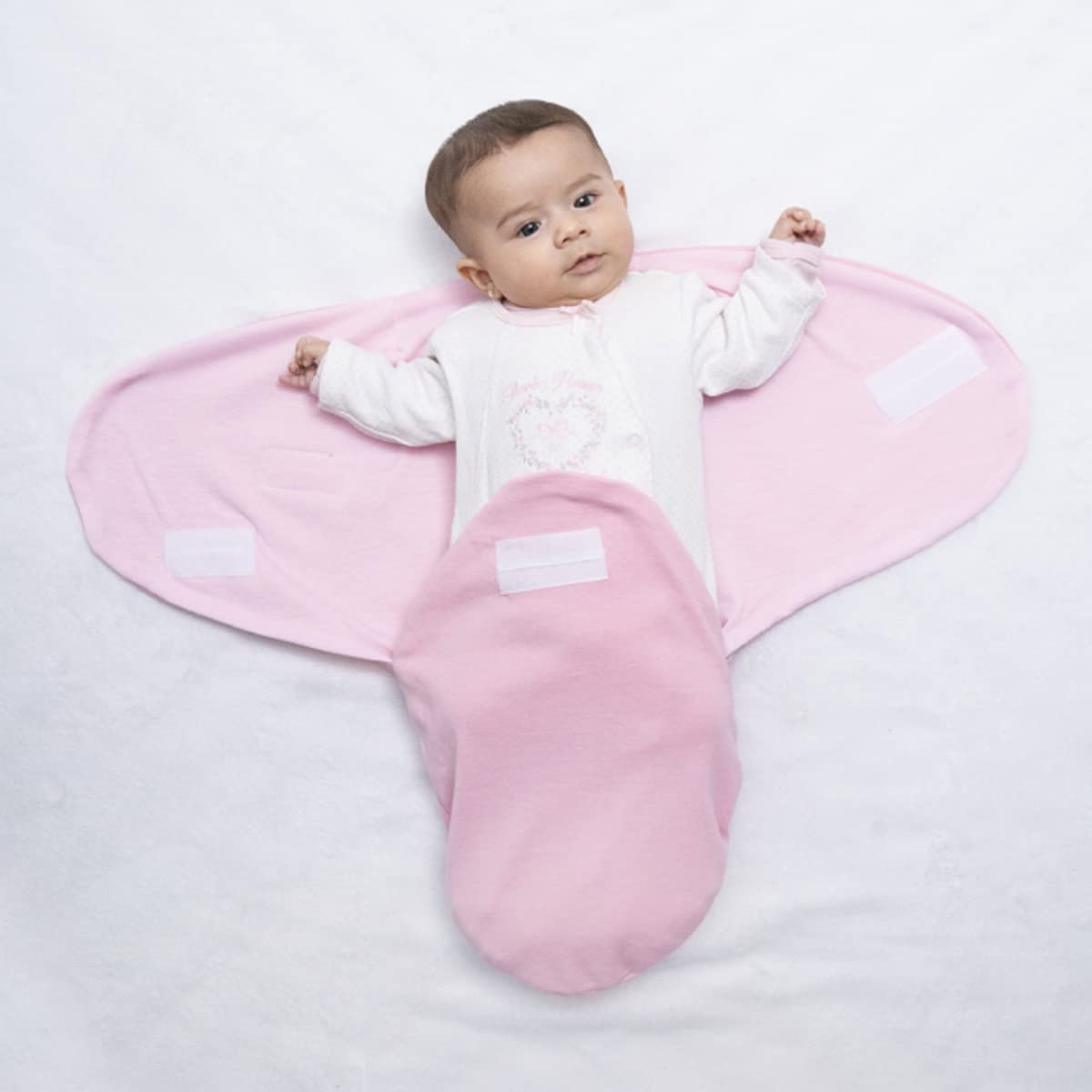 CHIQUI MUNDO Manta Envolvente Ajustable Bebé para Dormir Acogedora Textura Suave 0-6 Meses (Rosa)