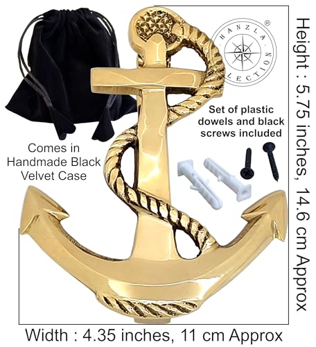 Hanzla Collection - Tocador de puerta (latón envejecido, 16,5 cm)