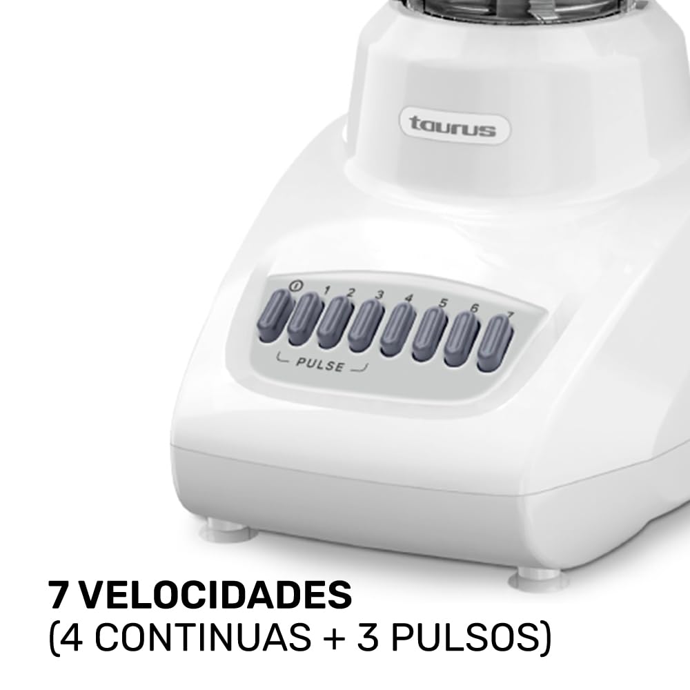 Licuadora Taurus Valencia Vidrio 1.25L 450 Watts 7 Velocidades 3 Pulsos