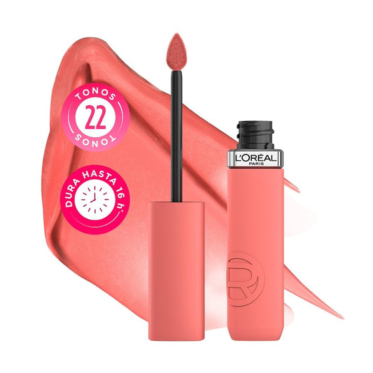 L'Oréal Paris, Infallible Le Matte Resistance, Labial Líquido Mate Larga Duración 16hr, Color Intenso con Ácido Hialurónico, Tono Tropical Vacay 120, 5ml