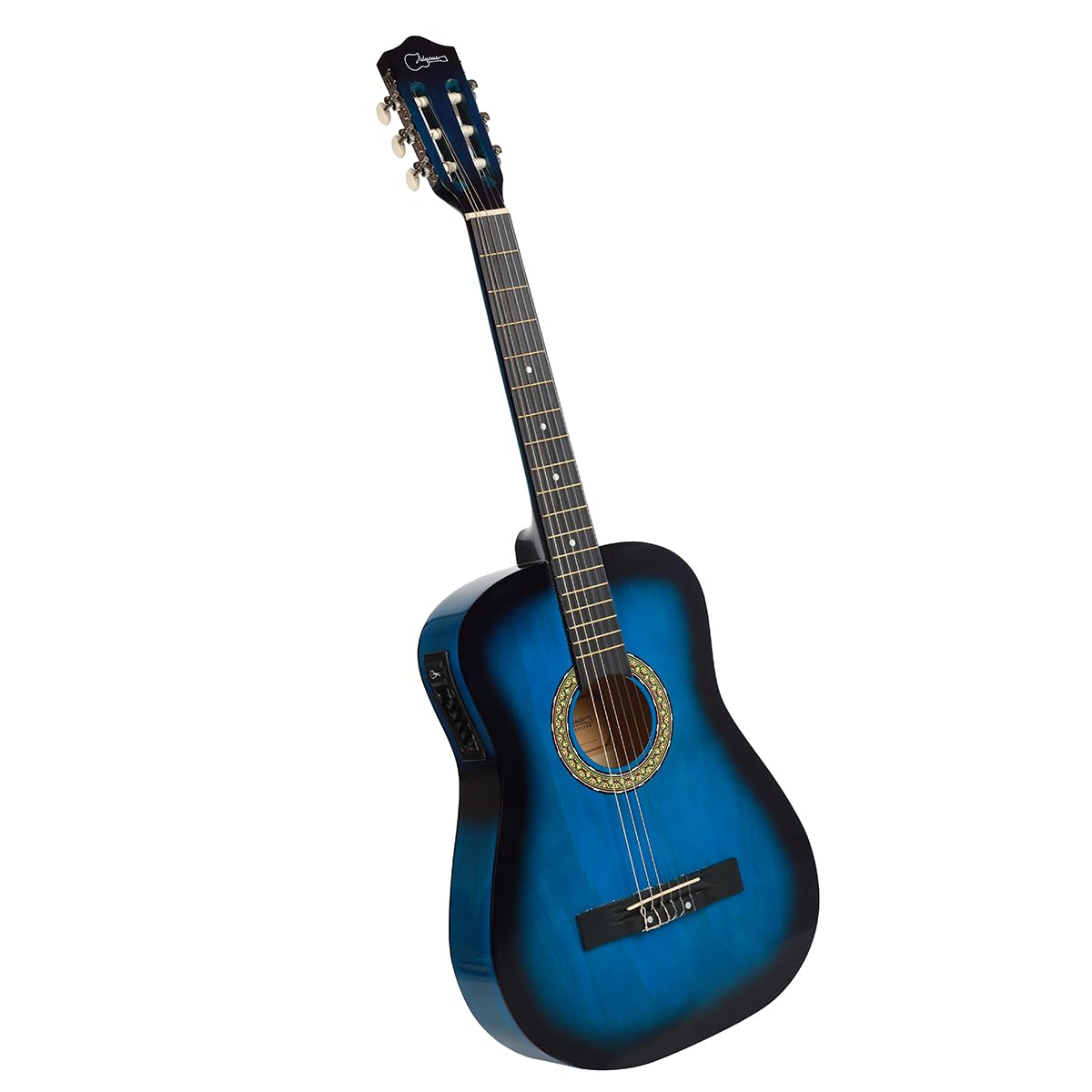 Guitarra electroacústica clásica de sapeli de 38 pulgadas con cuerdas de nailon, estuche de transporte y ecualizador de 4 bandas (Blue)