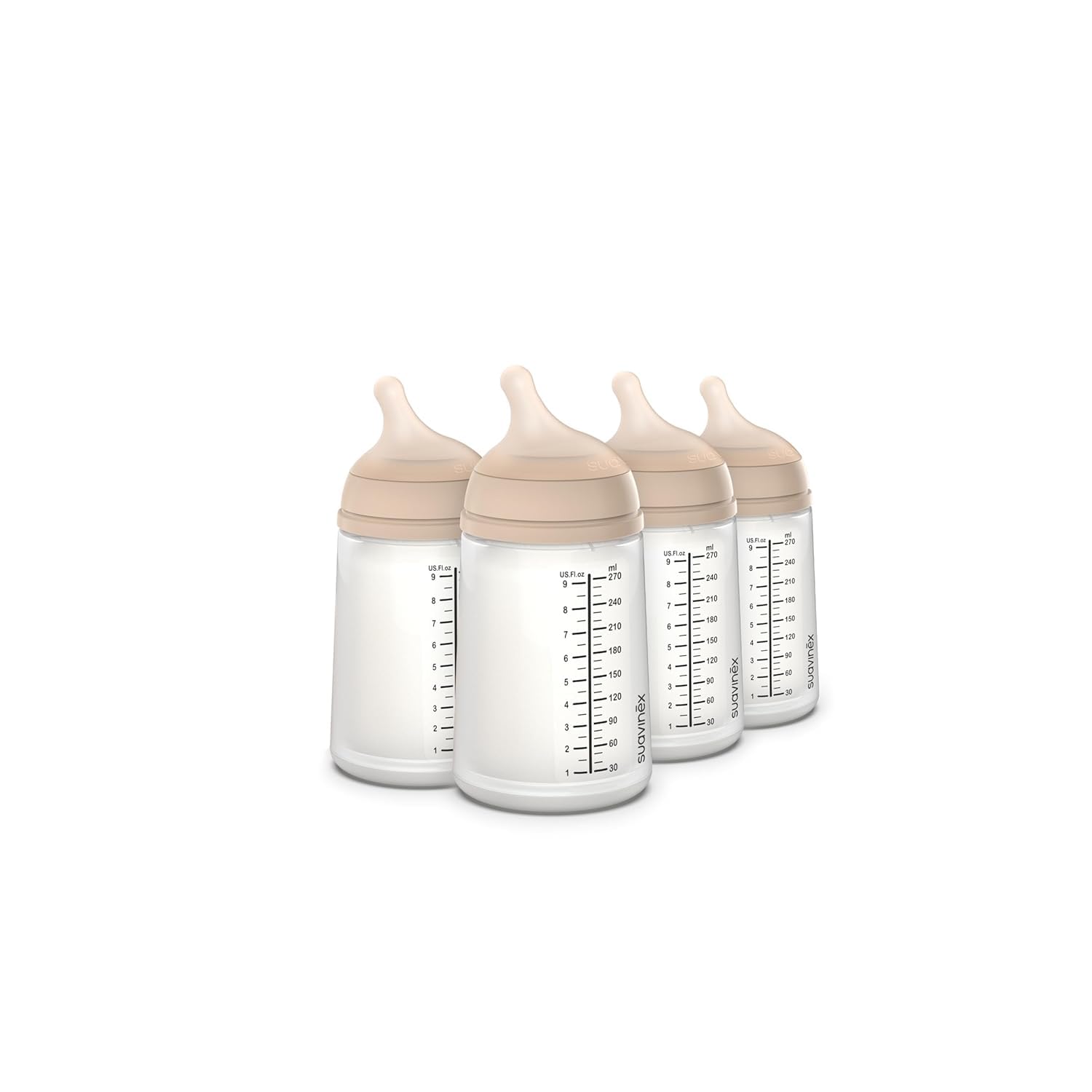 Biberón Anticólico Suavinex Zero Zero Light Ivory con Flujo Adaptable Paquete de 4