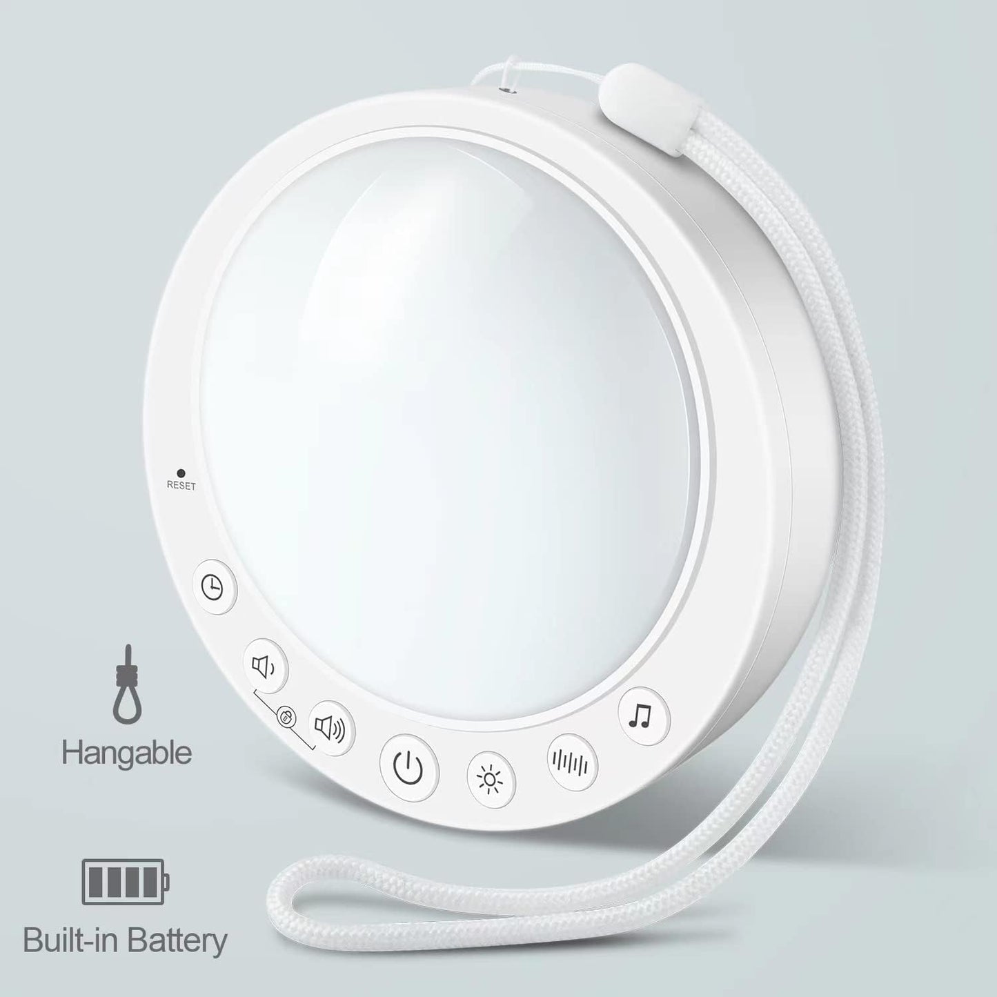 HoaBoly Máquina De Ruido Blanco Para Bebés, Máquina De Sonido Portátil Con Luz Nocturna, 16 Sonidos Relajantes Y Función De Memoria, Clip Seguro Para Bebés Y Bloqueo Para Niños, Recargable Por Usb Par