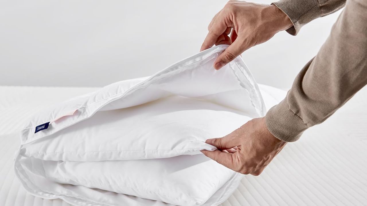 Luuna Almohada Ajustable Down Alternative, tamaño Estándar. Funda 100% algodón, Alto Confort y Relleno Ajustable. Hipoalergénica y antiácaros.