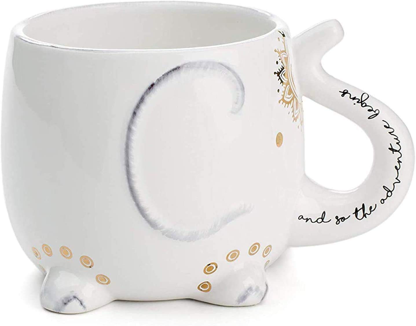 Tazas de Cerámica Blanca con Diseño de Elefante Hechas a Mano 550 ml