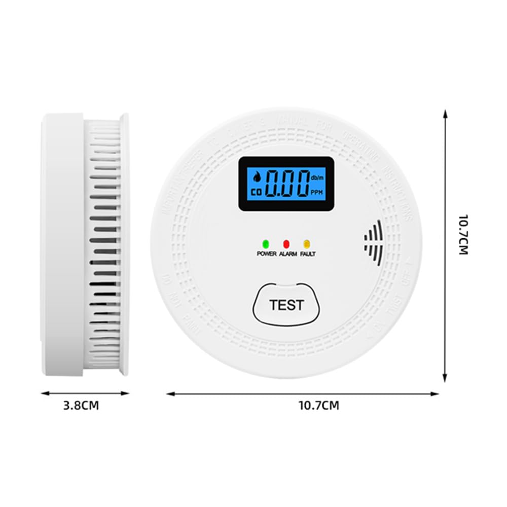 Feiniao Detector de Humo y monóxido de Carbono Sensores duales de Alta Estabilidad Detector de Humo Inteligente Alarma de luz Sonora Restablecimiento automático Detector de Alarma de Humo
