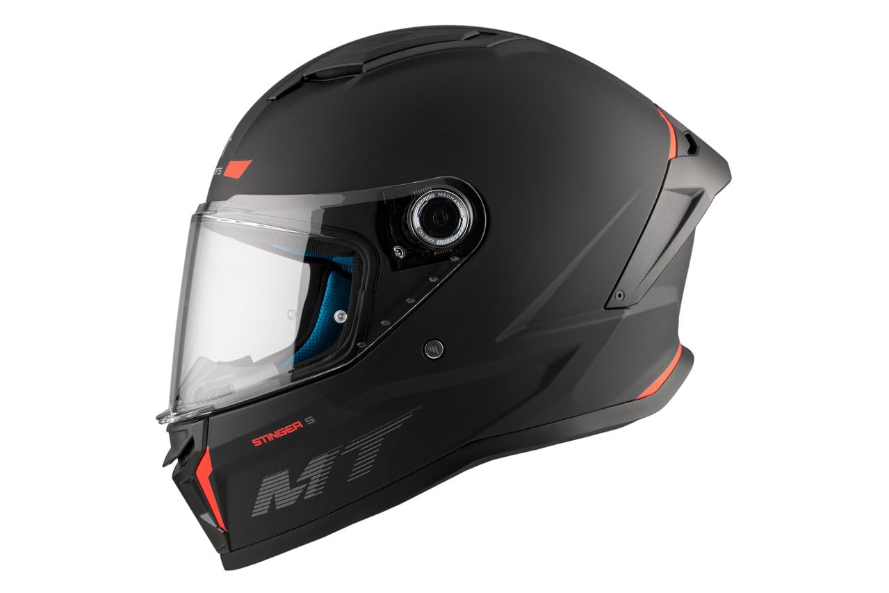MT HELMETS Casco Stinger 2 Negro Mate Integral Deportivo para Moto CERTIFICACIÓN Dot Y ECE (S)