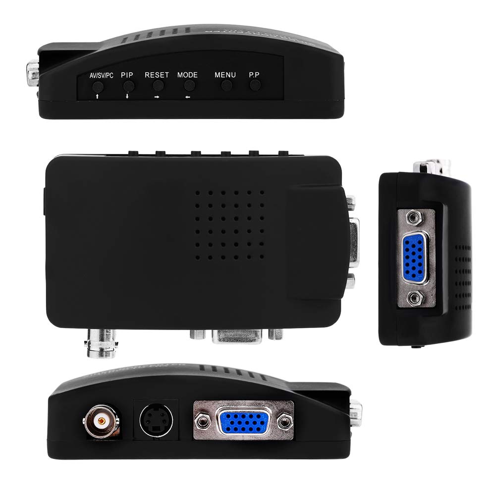 convertidor de bnc a vga,ZJchao CCTV BNC Compuesto S-Video VGA en PC VGA LCD out Converter Box Adaptador Box Negro-US Plug
