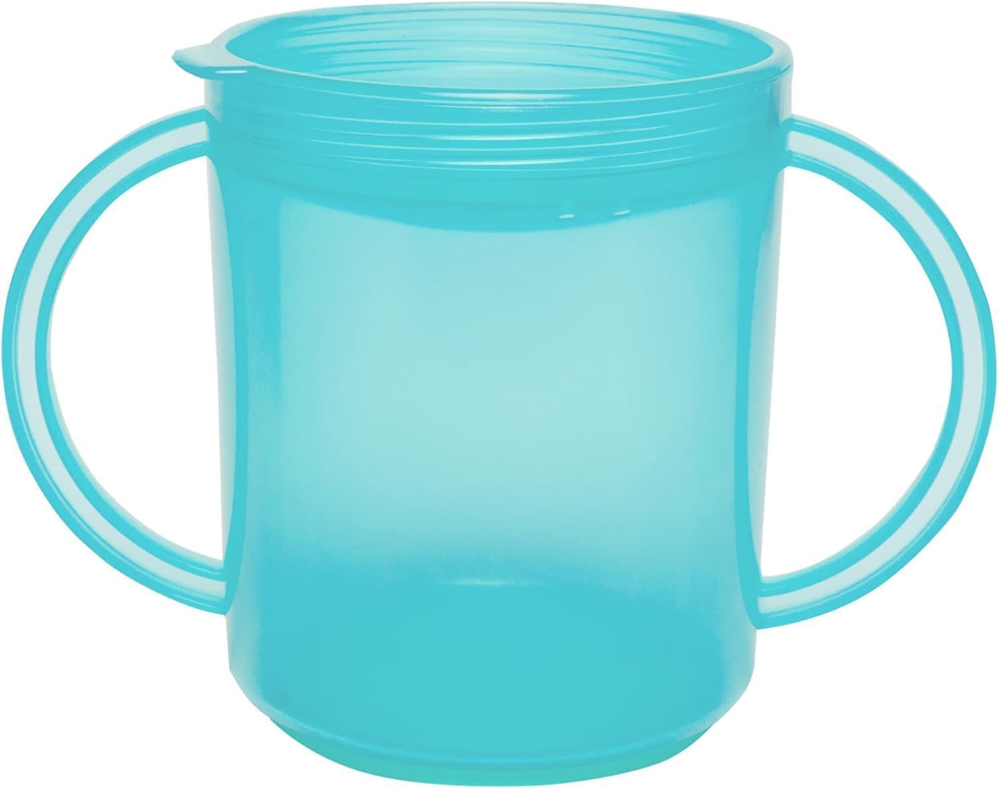 TalkTools Recessed Lid Cup with Handles - Leak Proof | Promotes Oral Motor Skills, Lip Closure, and Self Feeding | Alternative to Sippy Bottle | Food Grade Materials | Dishwasher Safe (Light Blue)