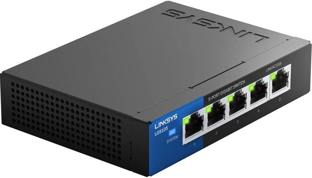 Linksys Business LGS105 5-Port Desktop Gigabit Ethernet Network Unmanaged Switch I Metal Enclosure