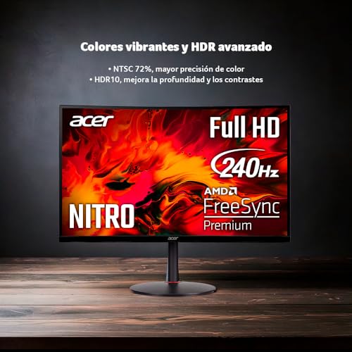 Monitor Gamer Acer Nitro XZ0 Rojo Curvo FHD 27 Pulgadas AMD FreeSync Premium