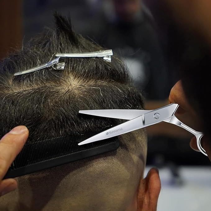 Suvorna Tijeras de corte de cabello de 6,5 pulgadas para profesionales, barberos y peluqueros - Tijeras para cortar y recortar el cabello - Tijeras de mano derecha para hombres, mujeres y adultos.