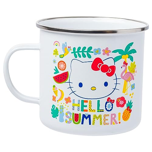 Taza para Campista Esmaltada Silver Buffalo Sanrio Hello Kitty Tropical Summer 21 Onzas