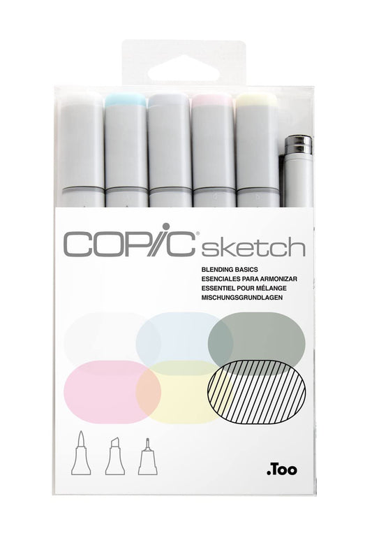 Copic Sketch, marcadores a base de alcohol, 5 piezas + bolígrafo multiforro, básicos de mezcla
